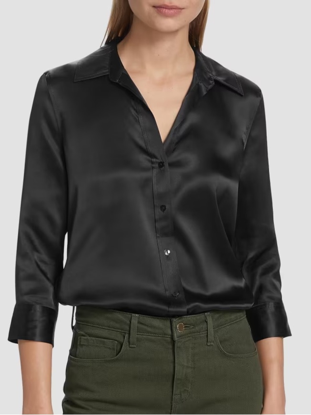 L’ Agence Dani Silk Charmeuse Blouse in Black